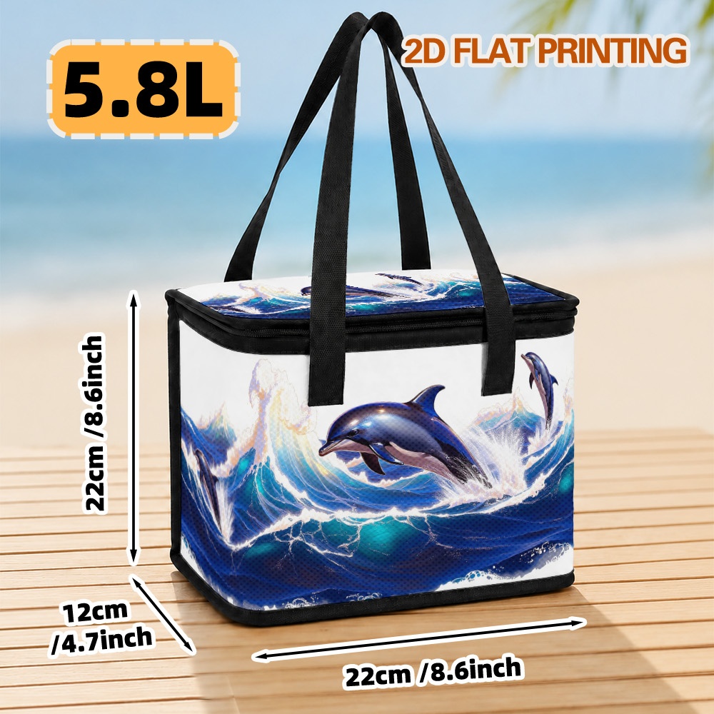 TEMU 2d Flat, 1pc Jumping Design 27l&5.8l Insulated Lunch Bag, Thermal Insulated Carry Bag - Preservation&large Capacity, Firm Handheld Part, Great
