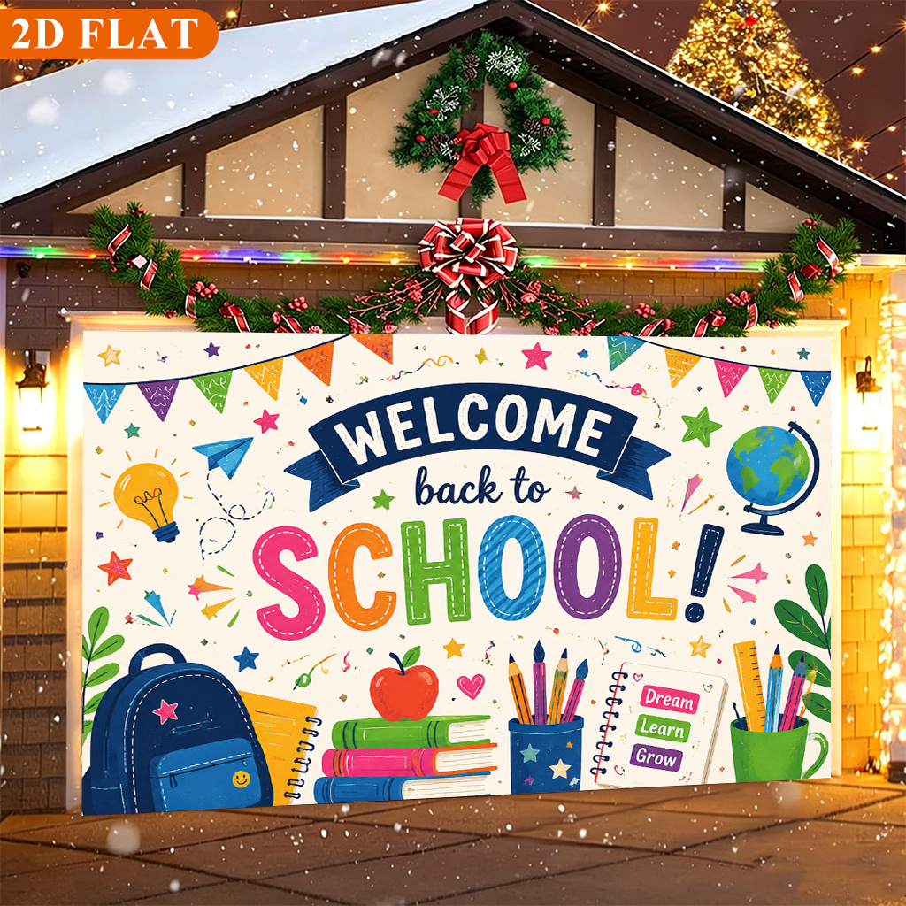 TEMU 2d Flat, 2d Flat - 2d Flat Banner 1pc, School Supplies Celebration, Durable Polyester Indoor And Outdoor Decorative Fabric, Suitable For Holiday