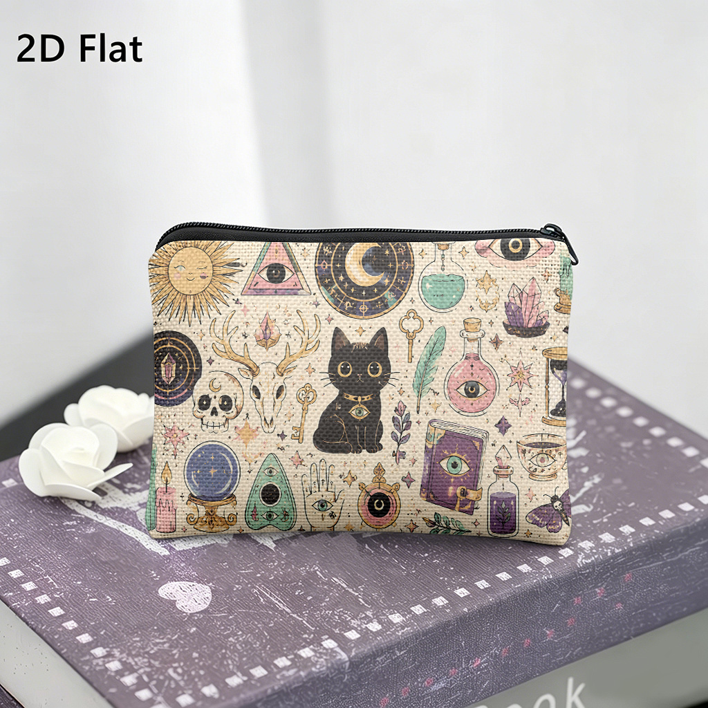 TEMU 1pc Coin Purse, Mystical , Zippered Coin Purse, Lightweight Women's Clutch, Storing Cash, Keys, Cards, Lipstick, Earphones, And Small Items. A