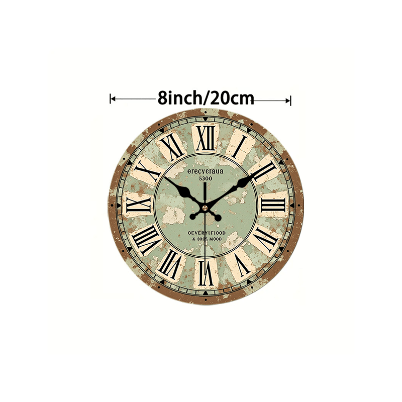 TEMU 1pc Vintage Roman Wall Clock - Distressed Round Clock Suitable For, Office, Kitchen, Bathroom Decor, Silent Non-ticking Battery- (aa Battery Not