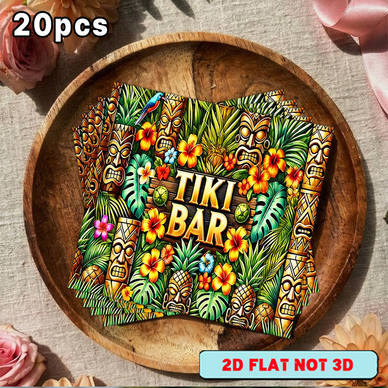 TEMU Lot de 20 serviettes à motif tropical Tiki Bar, convient pour papier de fête, papier de fête air, papier de restaurant , serviettes de cuisine