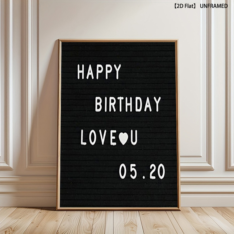 TEMU 2d Flat, 2d Flat: A Frameless Canvas Print, Modern Black And White Felt Bulletin Board With Letters/numbers - Stuck Or Hung With Leg Stand,