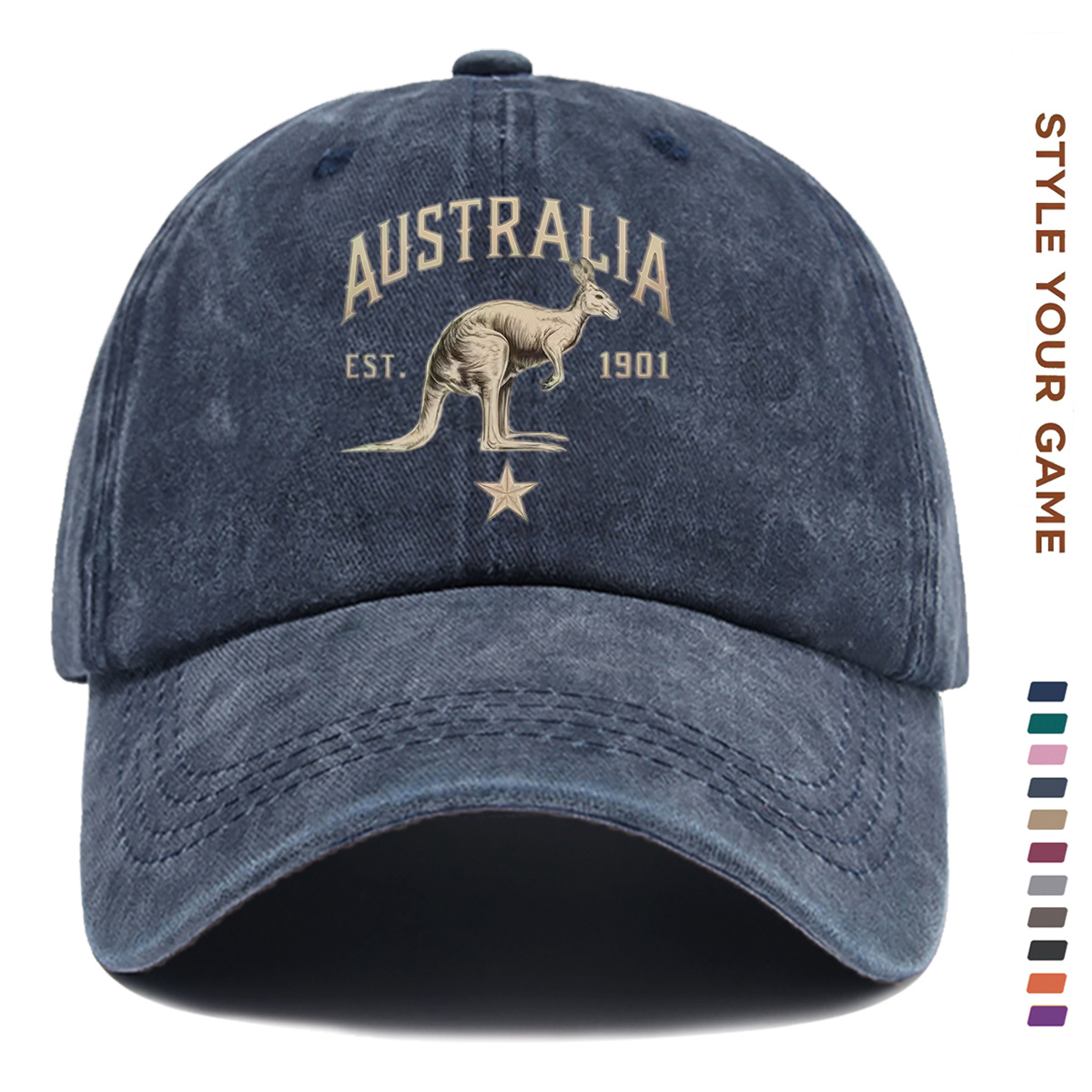 TEMU 1pc Australian Kangaroo Print Trucker Hat - Adjustable Snapback With Kangaroo & Suitable For For , Lightweight Dad Hat For Daily Commuting,