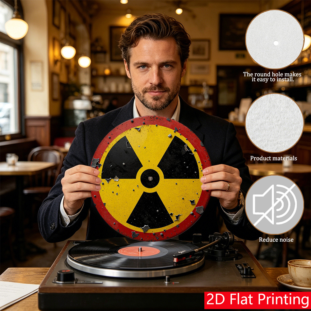 TEMU 1pc Radioactive Hazard Sign Record Turntable Mat Suitable For Music Lovers, Equipment, Vinyl Records, Themed Parties - Lightweight Retro For