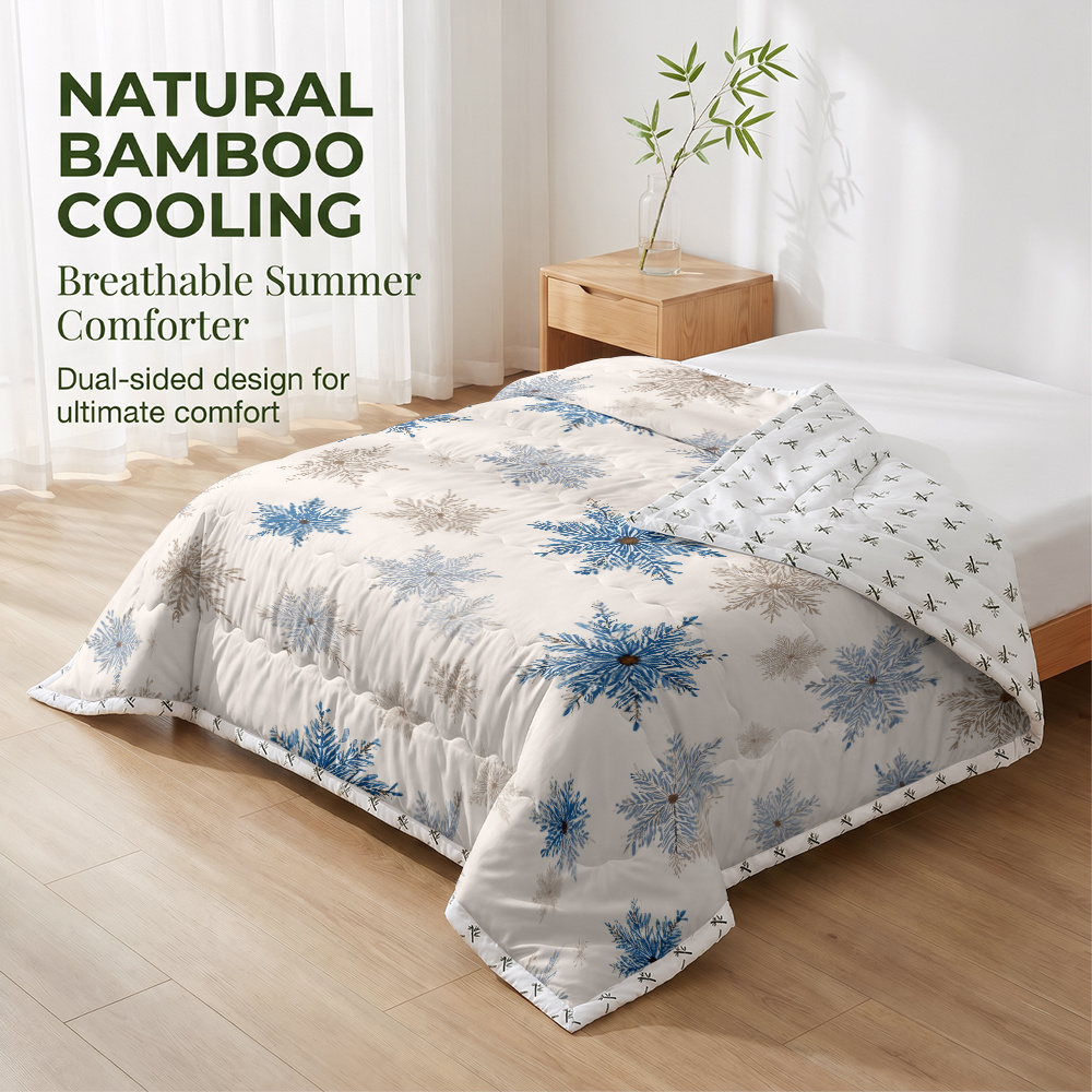 TEMU 1pc Bamboo Reversible Cooling And Warm Summer Comforter, Cooling Bedding For Summer - . Switchable Temperature Control
