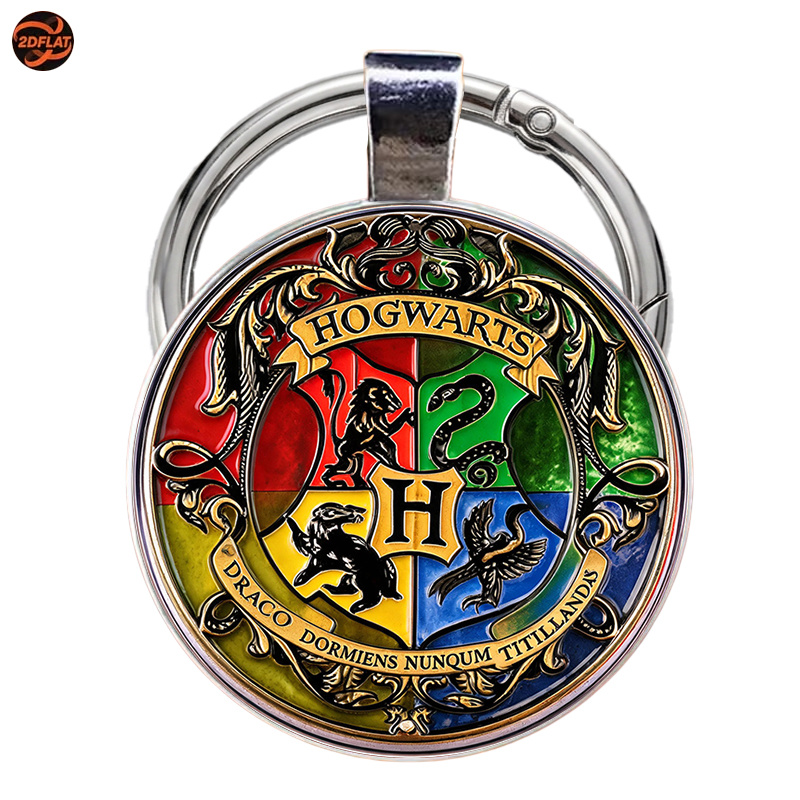 TEMU 1pc 2d Flat Keychain, Warner . Hogwarts With 4 House And Styles. Gift | Warner . Series Keychain, Warner . Character Collectible Keychain, Bag
