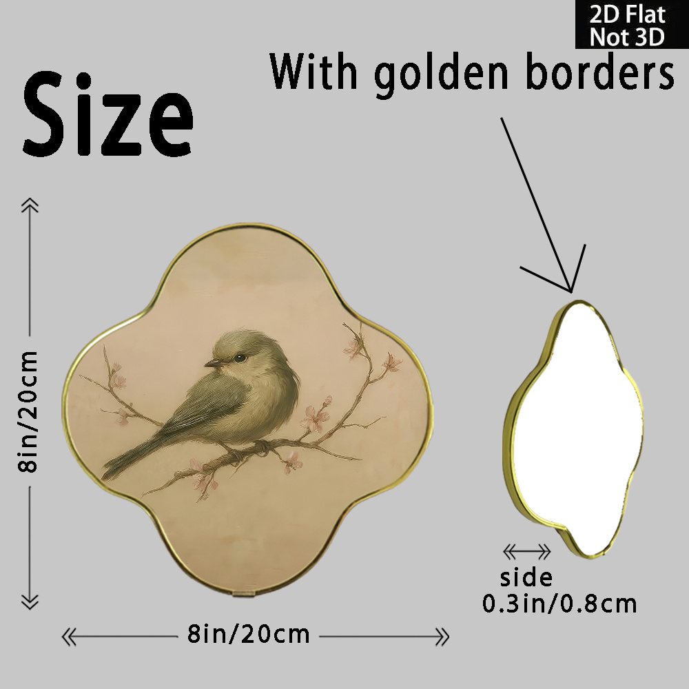 TEMU 2d Flat, 2d Flat, 1pc. Use This Frame To Infuse Luck And Love Into , Bird On Branch With Flowers, Unique Border Wall Art, , A Unique Decoration