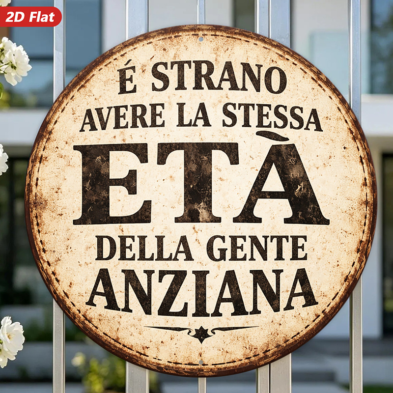 TEMU 2d Flat, 1pc Italian Humor Quote Round Metal Sign Wall Art, Italian Text Quote, Ideal For Kitchen Study, Home Decor, Weatherproof For Indoor &