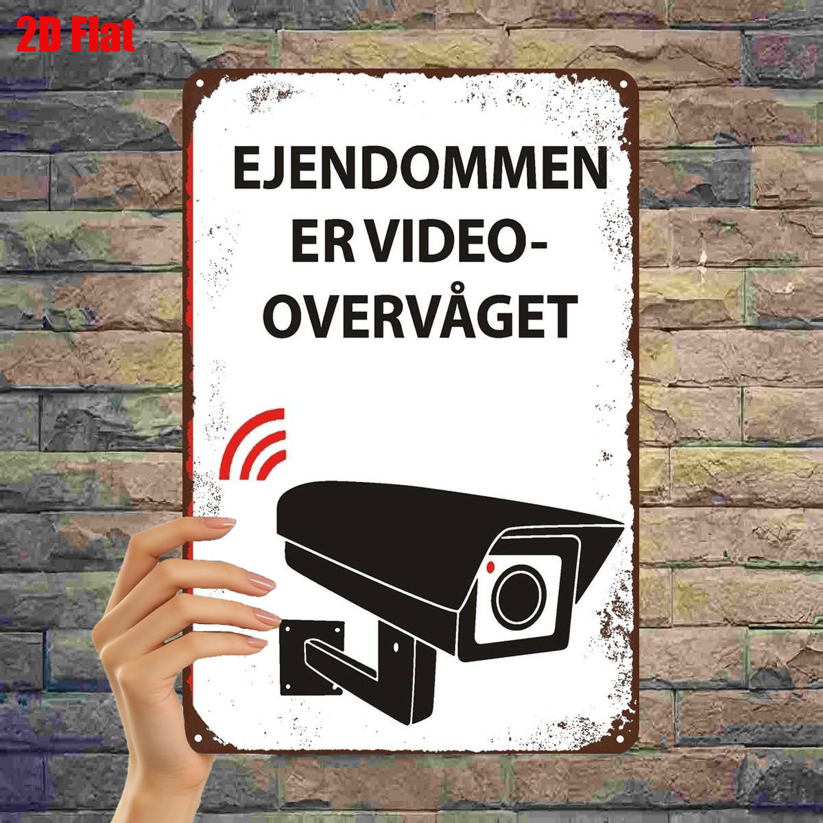 TEMU 2d Flat, 2d Flat 1pc, "security Camera Sign - 'property Under Video Surveillance' Metal Wall Art Decor" 8Ã12 Inch, 2d Flat