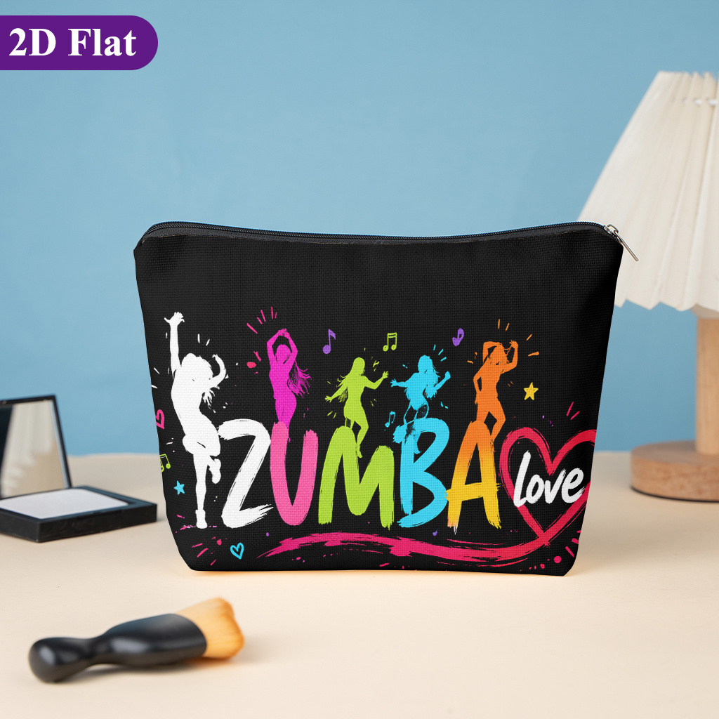 TEMU Cosmetic Bag 1pc, Zumba Dance Passion, Lightweight Zipper Design Toiletry Bag, Suitable For Travel And Daily Use Multifunctional Storage Bag For