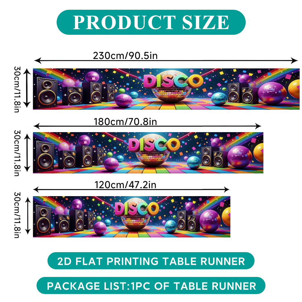 TEMU Chemin de table de fête disco multicolore, 1 pièce, convient pour les décorations de fêtes, nappe et chemin de table, décoration de table à