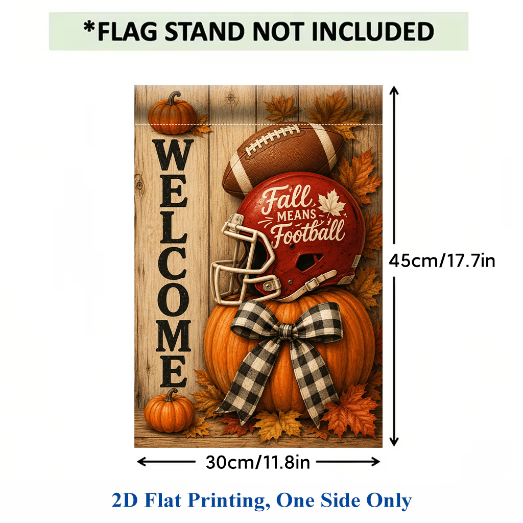 TEMU 2d Flat, 2d Flat Printing Garden Flag 1pc, Football Season Polyester Garden Flag, Single-side Printing, Outdoor Holiday Decor For Home & Yard,