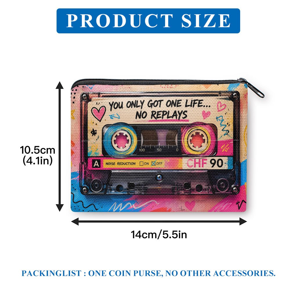 TEMU Casete con Diseño Artístico Estampado, Precio Asequible, Compacto, Capacidad para Monedas, Llaves, Labial, Auriculares, Billetera Portátil y