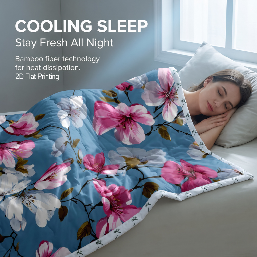 TEMU 1pc Bamboo Reversible Cooling & Warm Summer Comforter - , Cooling Bedding For Summer, Switchable Temperature Control, Lightweight And Breathable