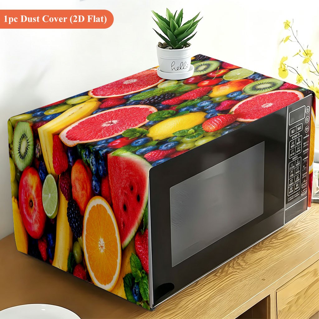 TEMU 1pc Colorful Fruits Microwave Cover With Fruit (/cherries) - Reusable Polyester Oven Dust Suitable For Microwaves, Stovetops, Ovens, Non-food