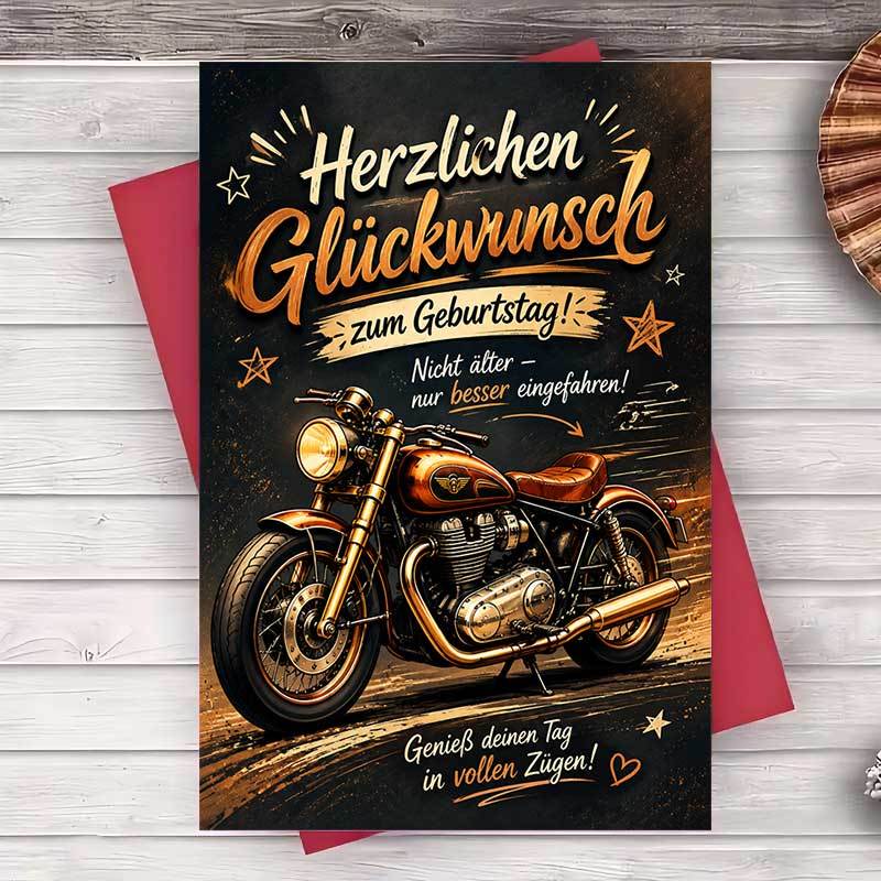 TEMU 1 Envelope And 1 Greeting Cardvintage Motorcycle Birthday Greeting Card For Men Husband Or Dad Theme Party Celebration Gift Card Greeting Card