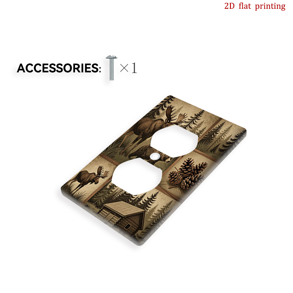 TEMU 1pc Moose Pine Cabin Light Switch Plate Cover - Moose & Print, -/foolproof Installation Suitable For Bathrooms, Bedrooms, Kitchens, Contemporary