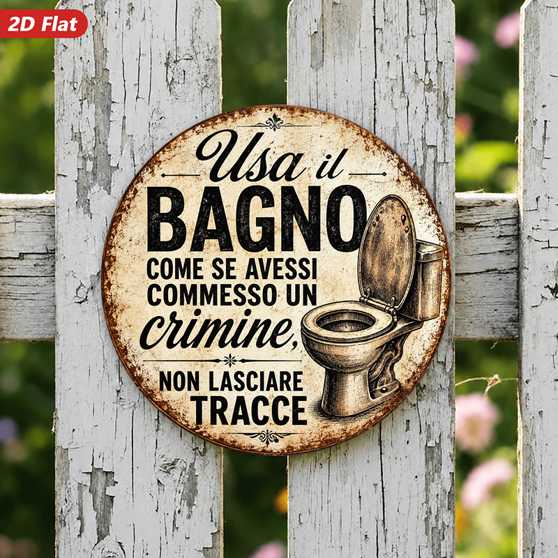 TEMU Decorazione murale piatta 2D, 1pz Targa in metallo, WC - murale decorativa a tema, Testo di ispirazione italiana, Decorazioni per la casa, per