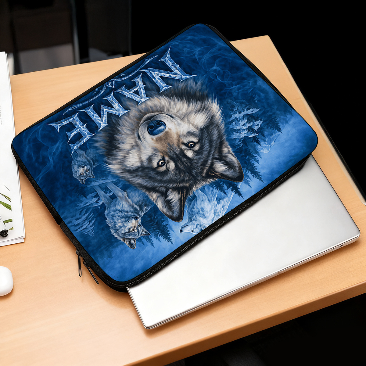Customized Wolf Pack 2D Flat Pattern Laptop Sleeve