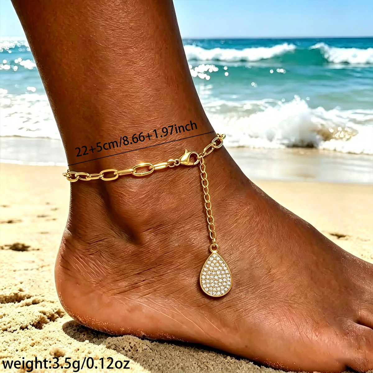 1pc Water Drop Anklet Jewelry in Stainless Steel