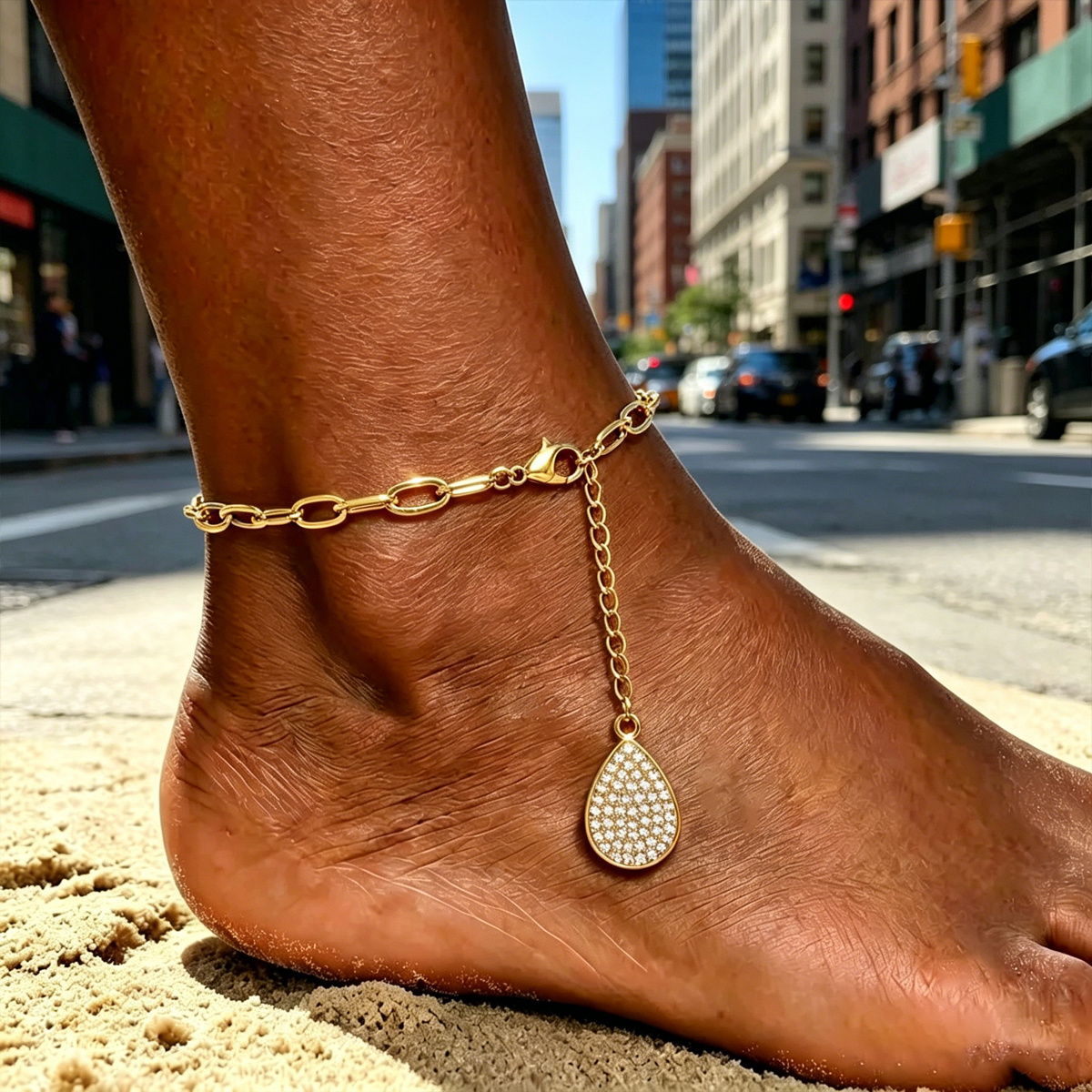 1pc Water Drop Anklet Jewelry in Stainless Steel
