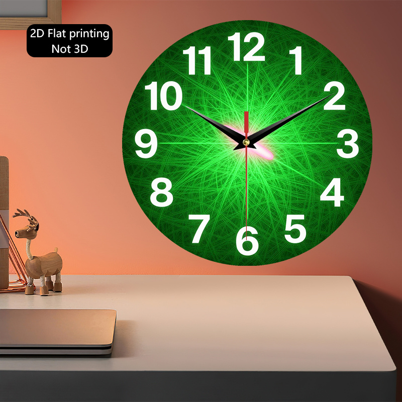 TEMU 1pc Modern Neon Digital Wall Clock With Laser Hands & Round Face - Battery- Suitable For Living Room, Bedroom, Kitchen, Office - Aa Battery
