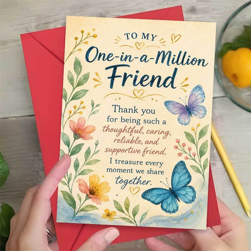 TEMU 1 Greeting Card + 1 Envelope. 2d Flat Elegant Friendship Greeting Card, Floral Design "," For , Thank You Watercolor Style Christmas Gift, 2d