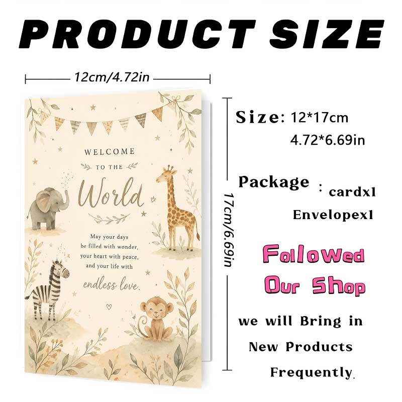 Adorable Welcome Greeting Card with Safari Animals