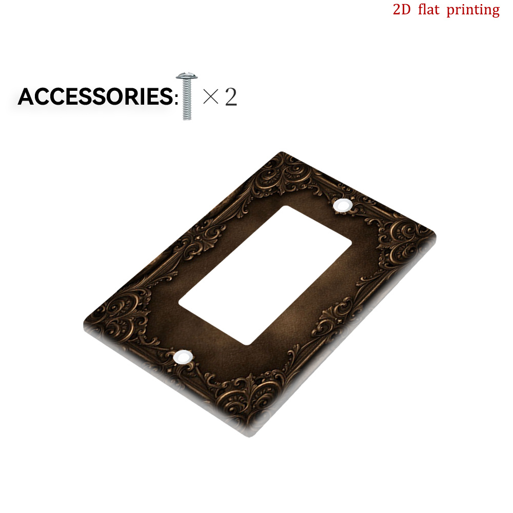 TEMU 1 pièce Cache-plaque d'interrupteur mural avec cadre et texture marron - Compatible pour de bain, chambres, cuisines, installation facile à