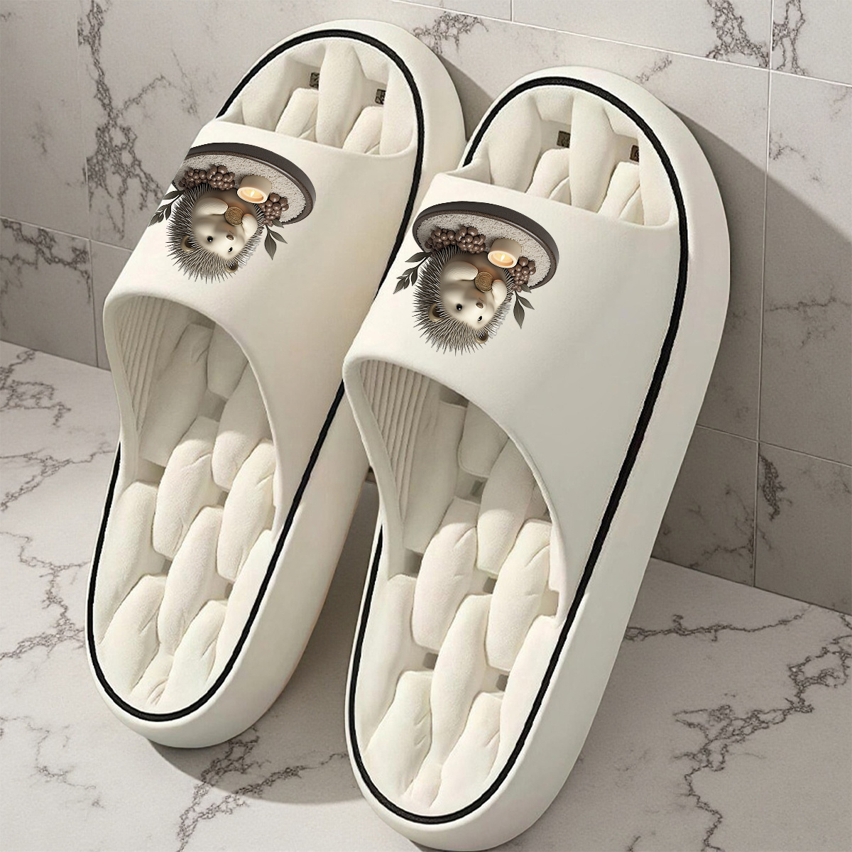 TEMU 1 Pair New Unisex Slippers | Cute Hedgehog Print Slippers | Indoor/outdoor Slippers | Holiday Gift/birthday Gift Slippers | Women's Home Shoes |