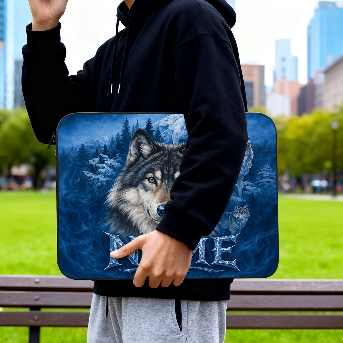 Customized Wolf Pack 2D Flat Pattern Laptop Sleeve