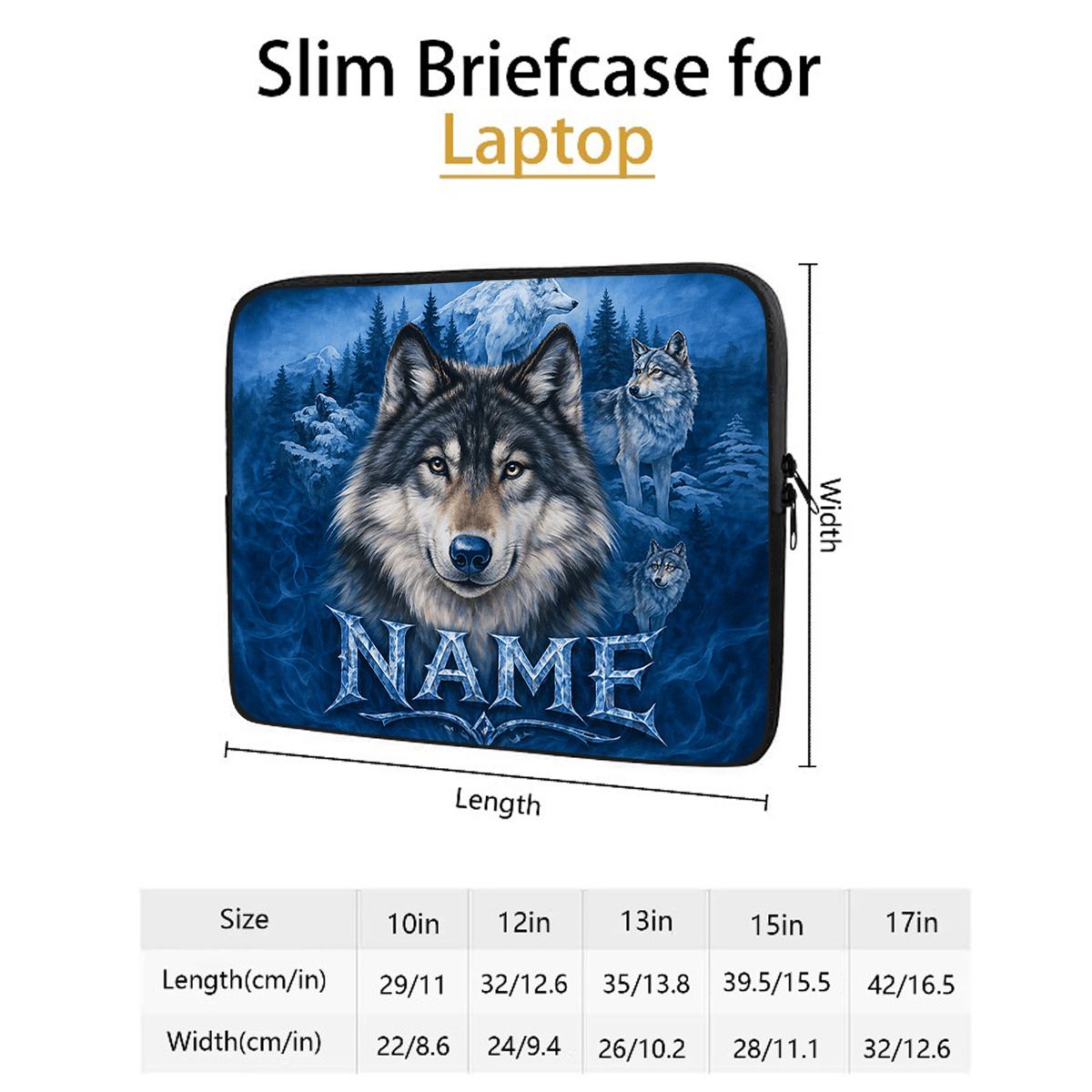 Customized Wolf Pack 2D Flat Pattern Laptop Sleeve