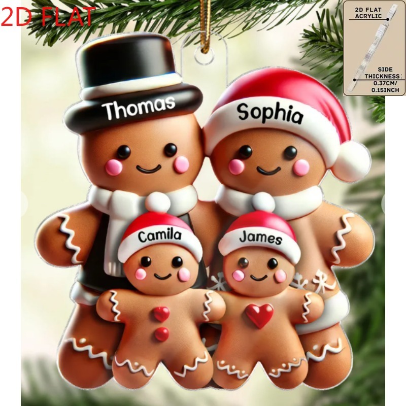 2d Flat, Customizable 3-8 Name Decorative Hanging Ornaments, Personalized Gingerbread For Man Design, Christmas Home Ornaments, Christmas Tree Decorations, Christmas Commemorative Gifts, 2d Flat