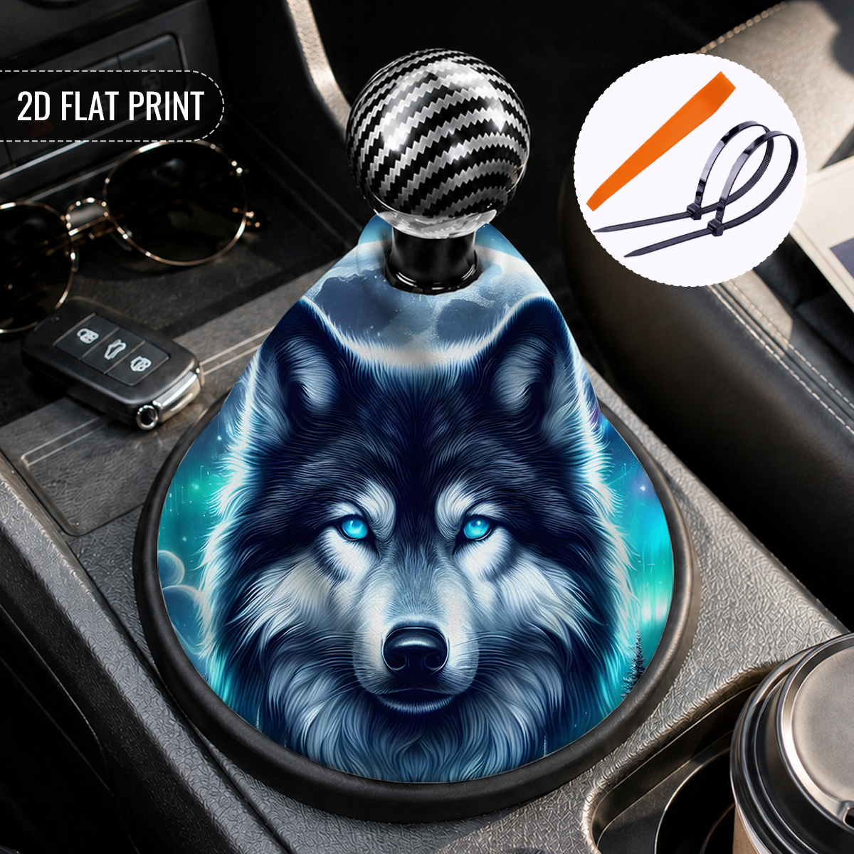 TEMU Cache-poussière universel pour de vitesses de voiture, motif roi aux yeux bleu neige d'aurore, outils d'installation , donnera à un .