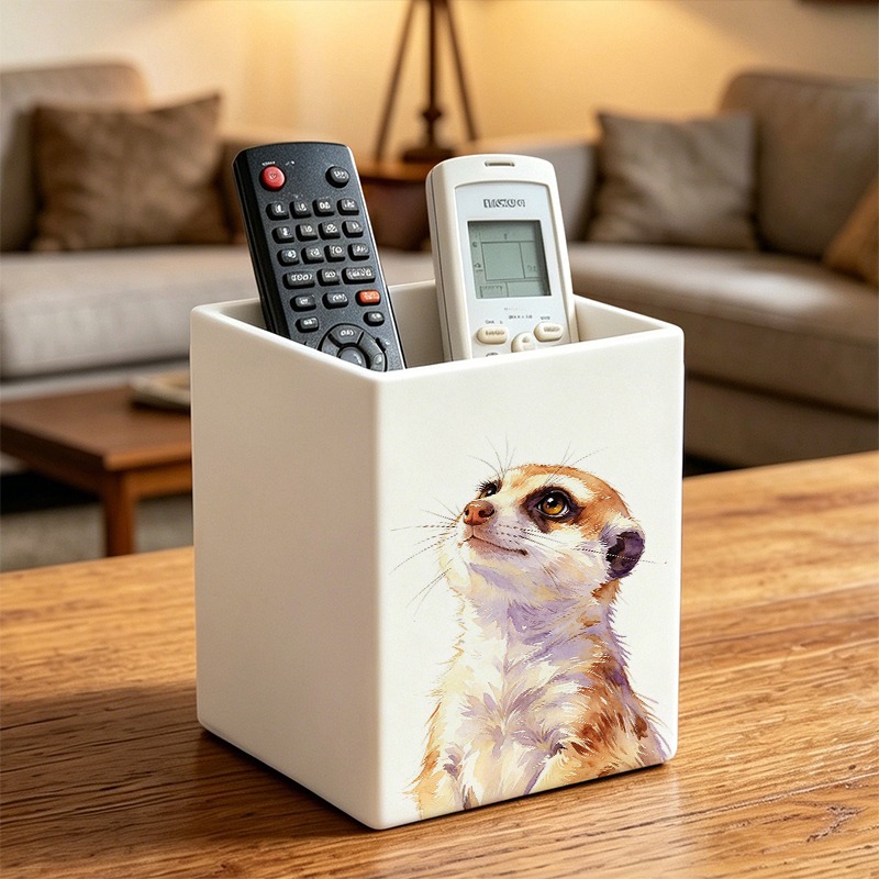 TEMU 1pc 10x7cm Printed Storage Box, Watercolor Style Design Multi-functional Organizer, Desktop Storage Container, Can Hold Makeup Brushes, Pens,