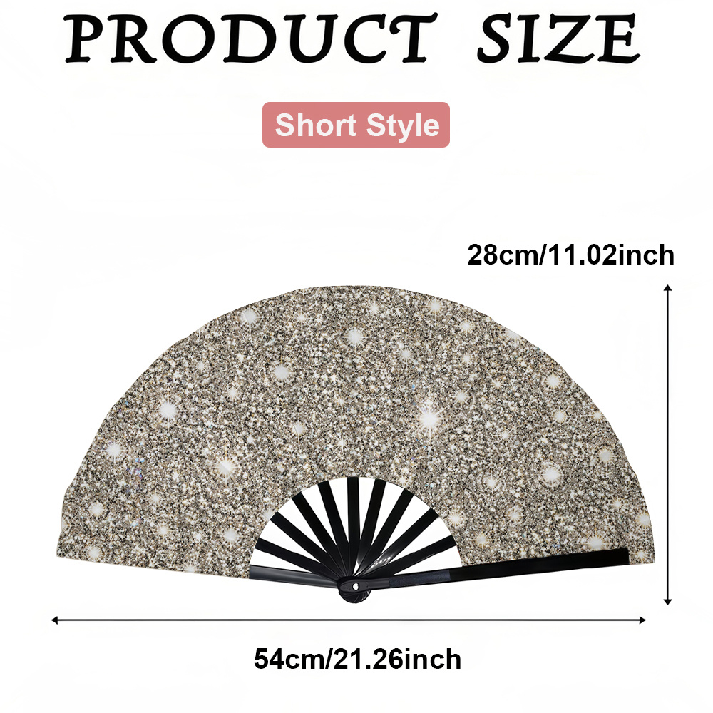 TEMU 1pc Women's Folding Fan, Sparkling Silvery Starlight Fan, Fashionable Folding Fan, Summer Folding Fan, Holiday Gift, Birthday Gift Folding Fan,