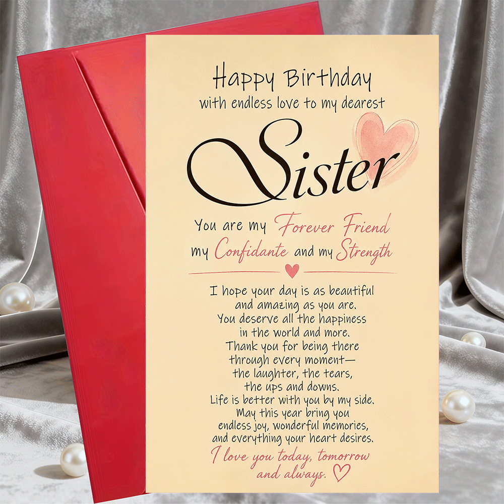 TEMU 1pc Greeting Card And 1pc Envelope Happy Birthday Greeting Card For Sister Message For Best Friend And Perfect Gift For Birthday Celebration And
