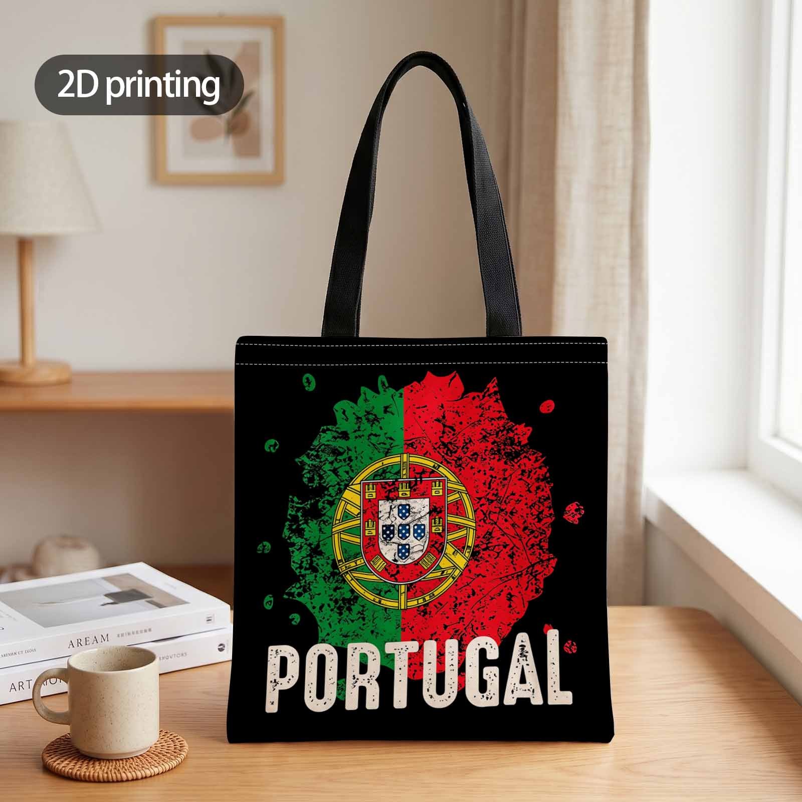 TEMU Sac à main imprimé 2D plat, motif Portugal, idéal pour les , les événements culturels ou l'utilisation quotidienne un accessoire de élégant