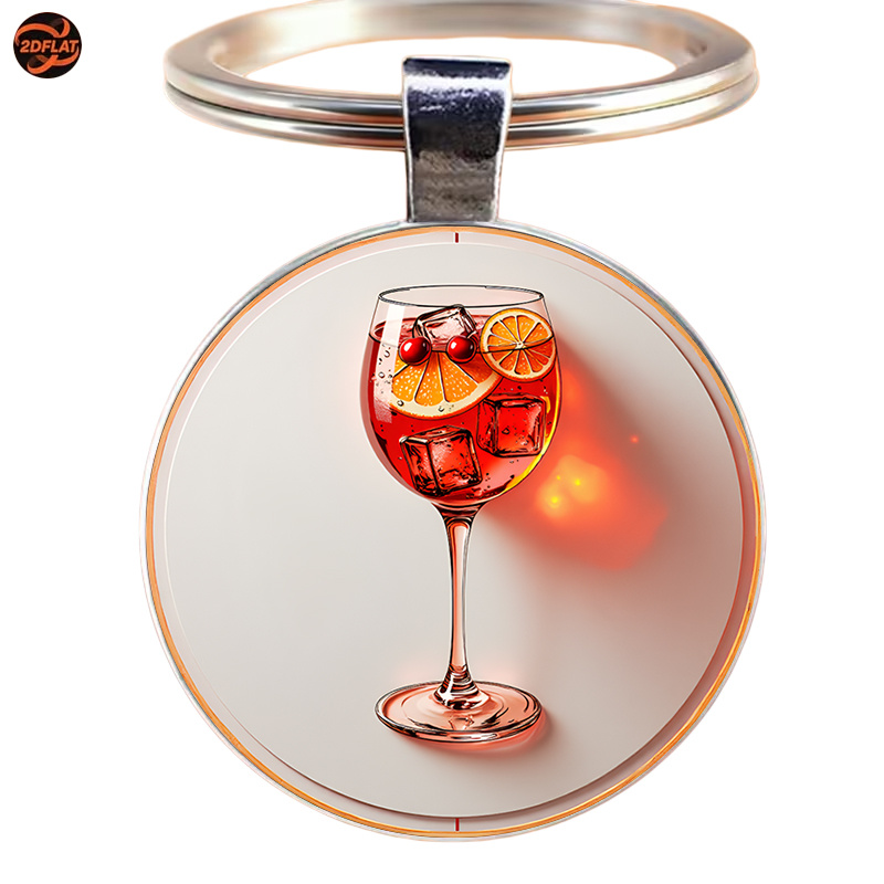 TEMU Portachiavi piatto 2D - 1 portachiavi piatto 2D , portachiavi a tema in stile , design e divertente, motivo goblet, per chiavi dell'auto//zaini,