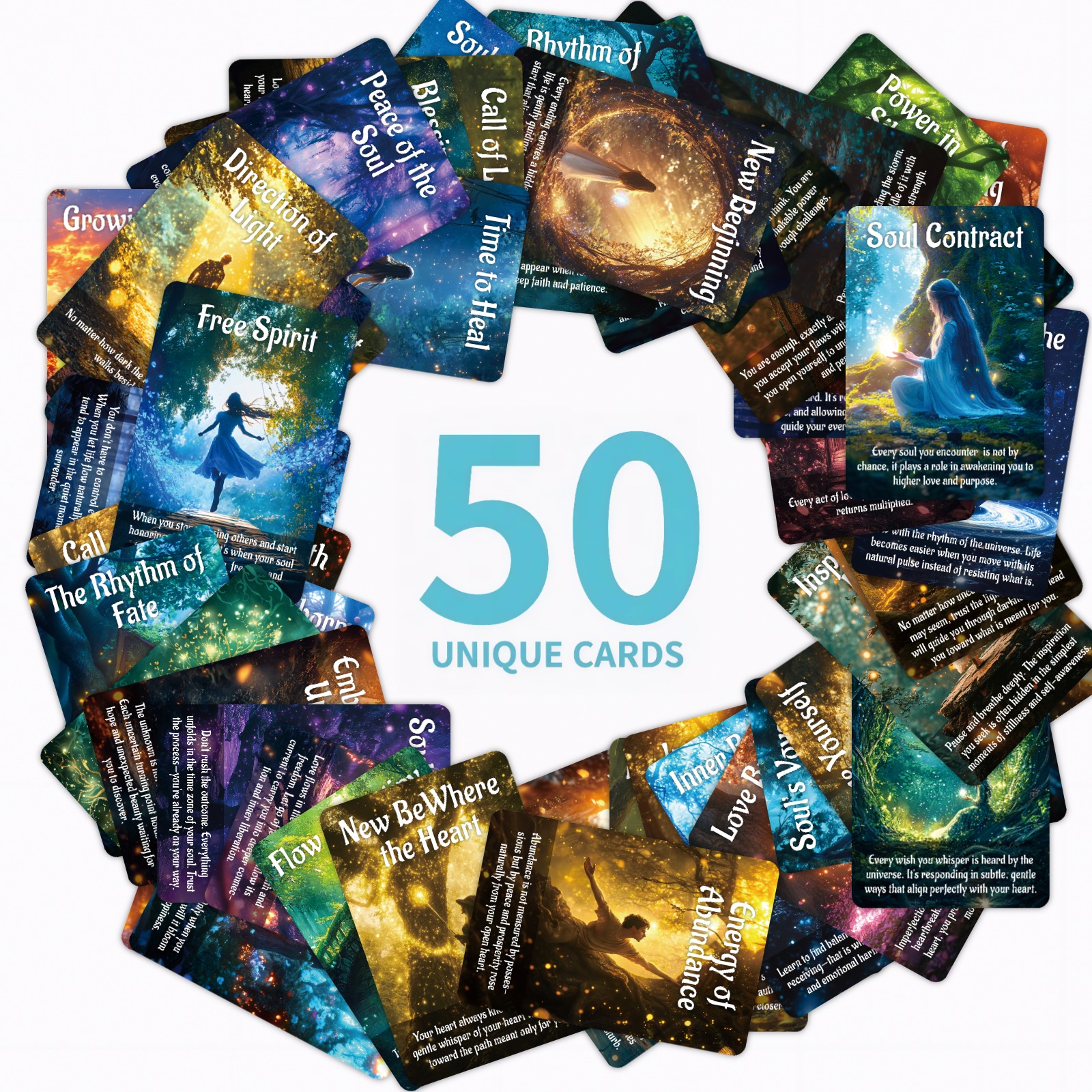 TEMU Lot de 50 - Convient pour le journaling, la méditation et la décoration murale - 50 cartes postales d'art mystique uniques et cartes de messages