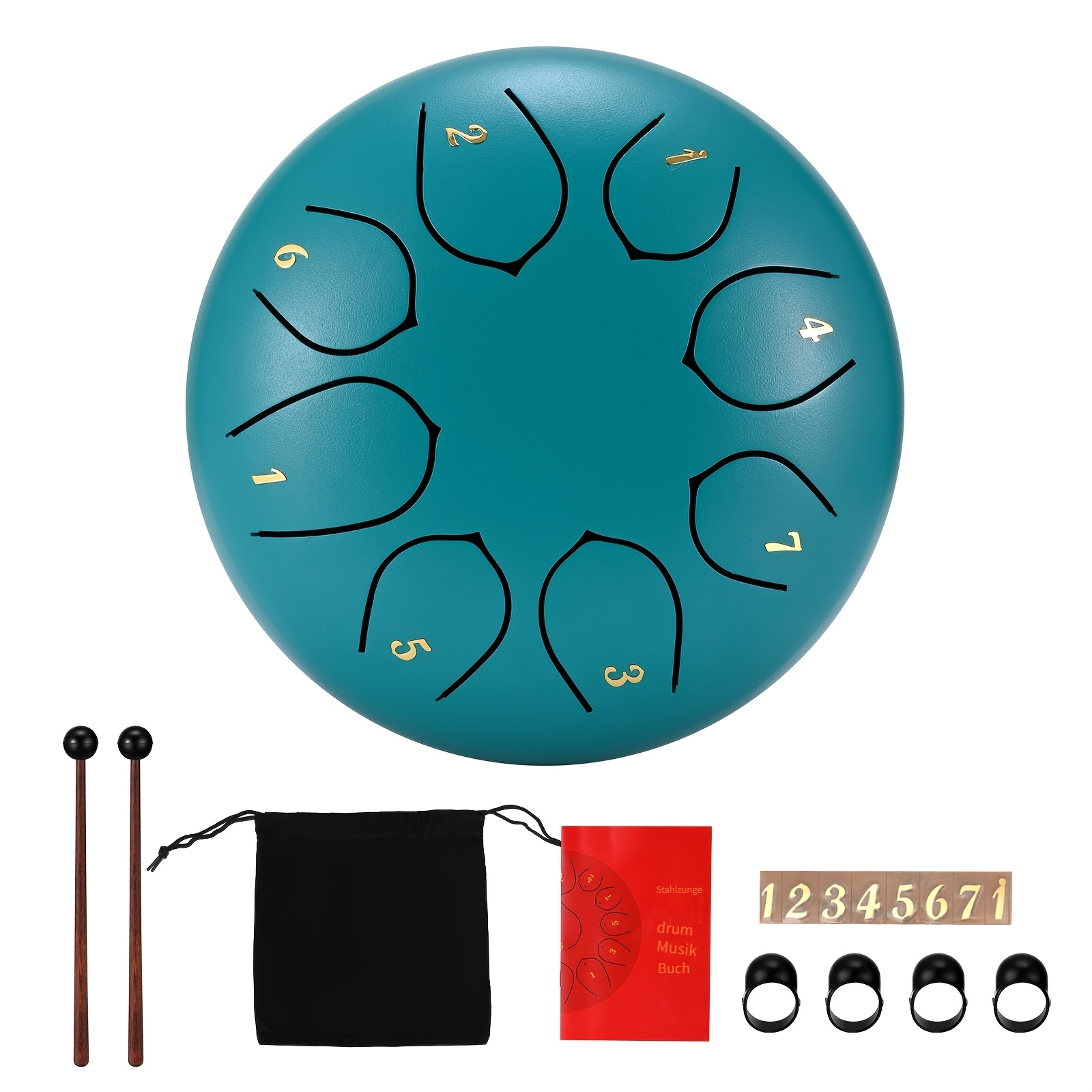 Image of Tongue Drum, 6 Inch 8 Major Tongue Drum, Mini Steel Tongue Drum For Beginners, Children, Adults, Handpan Steel Drum For Meditation, Yoga, Music Education, Sound (blue)