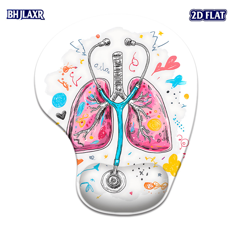 TEMU Tapis de souris vibrant avec - en silicone représentant un poumon avec stéthoscope | 8.98*7.56in - Thème médical pour et - cadeau pour les