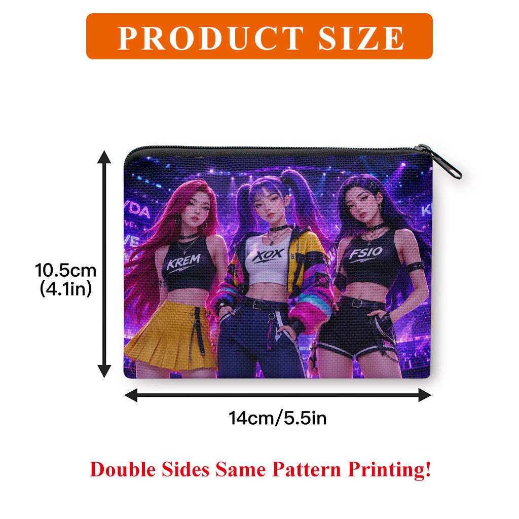 TEMU Porte-monnaie mini à fermeture éclair pour femme, portefeuille à imprimé Three Singers Live, trousse de maquillage compacte avec rangement pour