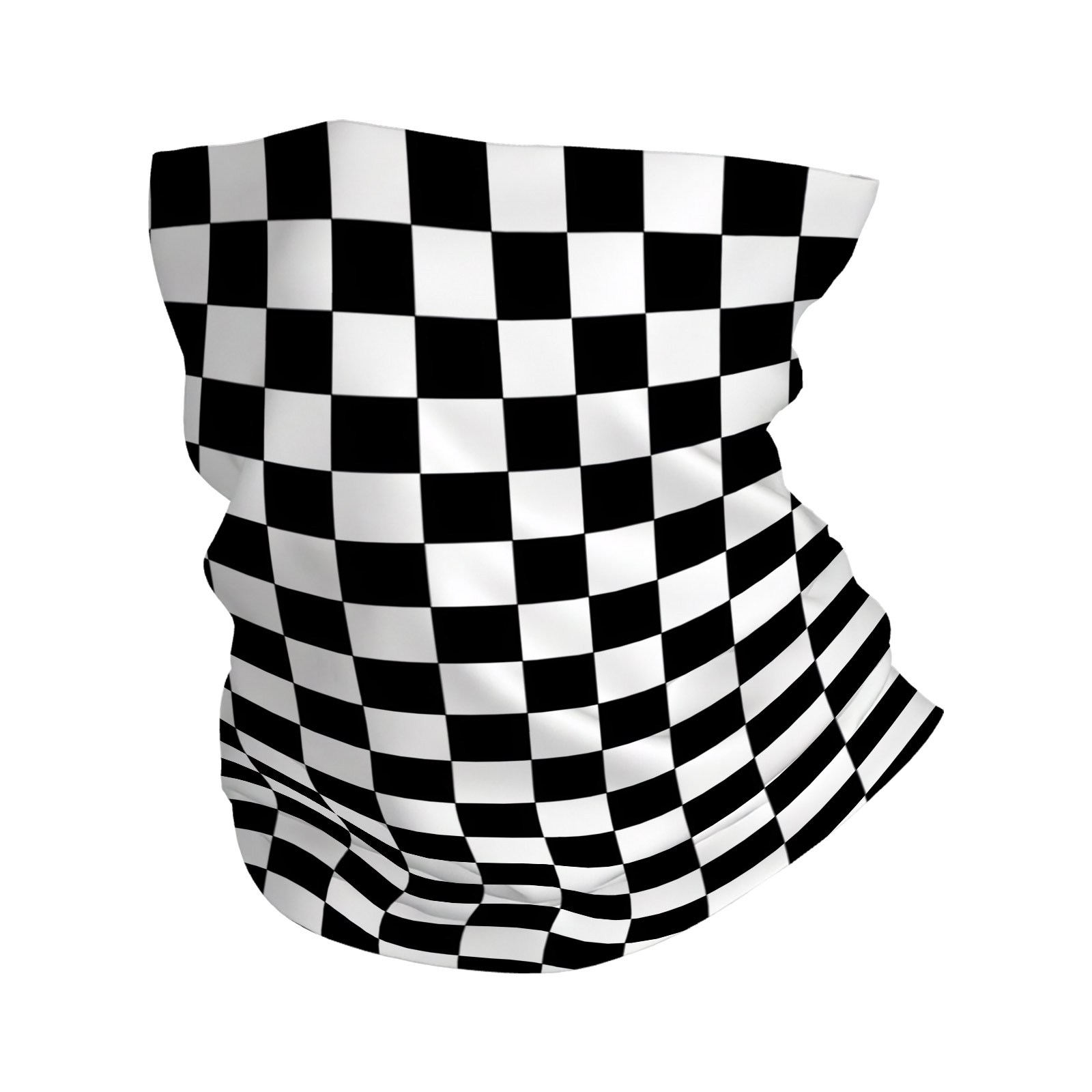 TEMU 1pc 2d Print Scarf Black And White Checkerboard Pattern Multi Functional Scarf, Suitable For Outdoor And Daily Wear - Breathable And Elastic