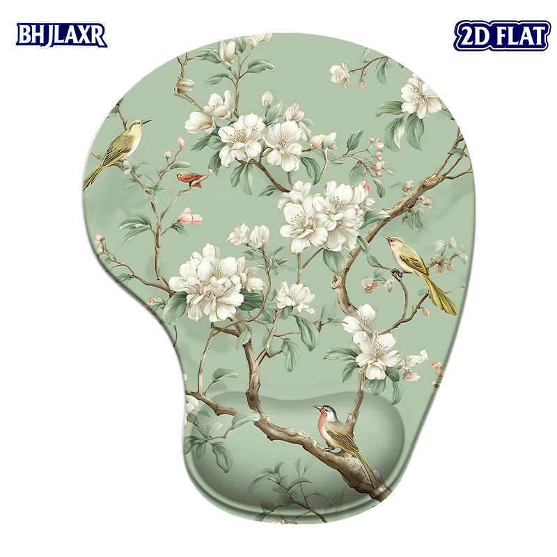 TEMU 1pc de ratón ergonómica de silicona con diseño 2D de , pájaros y flores, 8.98 X 7.56 pulgadas, para uso en , el hogar y el ordenador, regalo