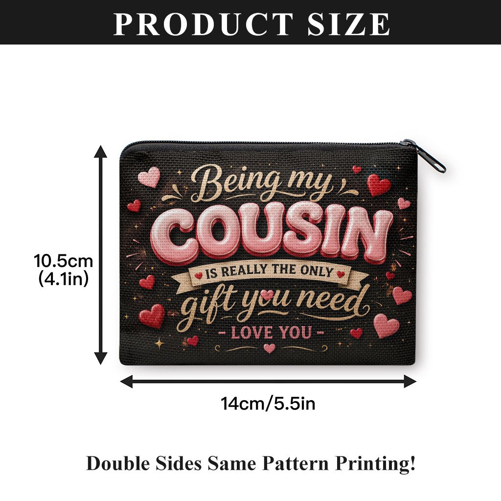 TEMU Coin Purse 1pc, Being My Cousin Gift Print Coin Purse, Small Portable Key Earphone Storage Bag, Zipper Closure, Handy Card Holder, Lightweight