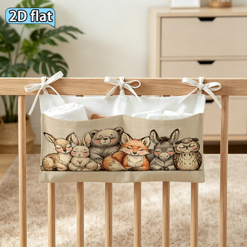 Cute Sleeping Woodland Animals Hanging Diaper Organizer