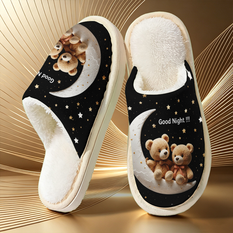 TEMU Kuzjvy Suitable For Women's & Men' Luxury Plush Slippers With & Print - Soft Sole Indoor/outdoor House, -friendly Comfortable Unisex For Home,