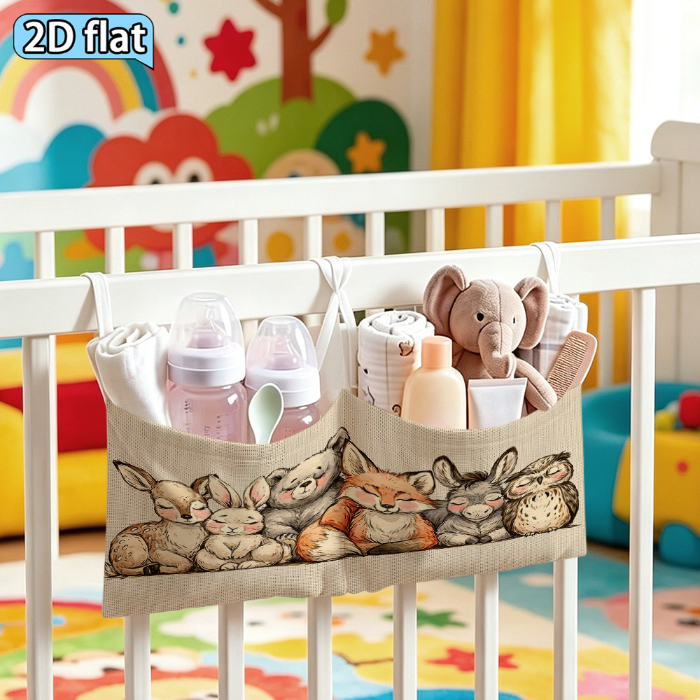 Cute Sleeping Woodland Animals Hanging Diaper Organizer