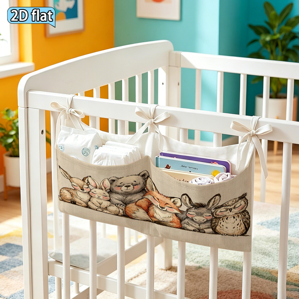 Cute Sleeping Woodland Animals Hanging Diaper Organizer
